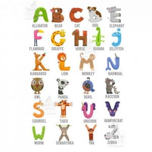 TABLOU educativ pentru copii – Alfabet cu Animale – Limba Engleză