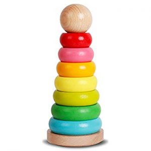 Turn din lemn montessori – colorat ( 9 piese)