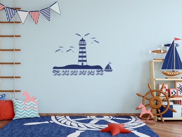 sticker peisaj cu mare, farul de pe mare autocolant