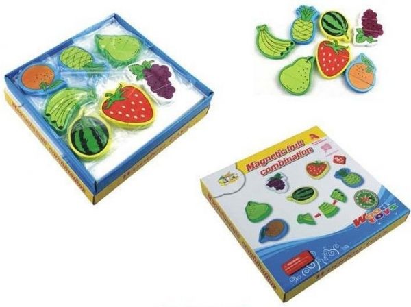 Set 6 fructe magnetice din lemn