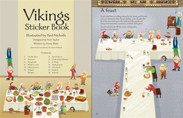 Vikings sticker book - Usborne, carte istorica copii, reducere, bebelind
