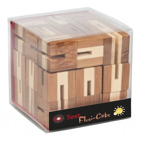 Flexi-cub - Joc logic puzzle 3D din bambus, jocuri din lemn, jocuri perspicacitate, jocuri logice, jocuri fridolin, jucarii germania, montessori, waldorf, bebelind