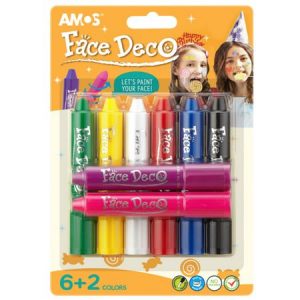 Face Deco AMOS Happy Birthday 6+2 culori/set