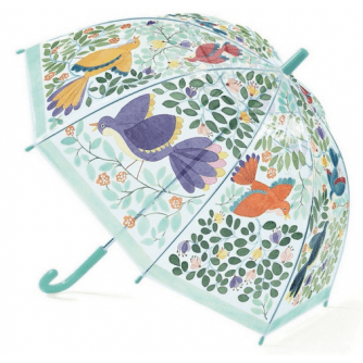 Umbrelă Djeco flori și păsări, umbrela cocheta, umbrela rezistenta copii, umbrela cu pasari, umbrela calitativa, accesorii de ploaie