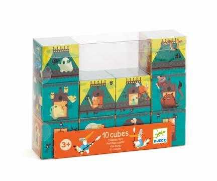Cuburi castel Djeco, cuburi copii, cuburi usoare copii mici, castel din cuburi, cuburi carton, constructie din cuburi