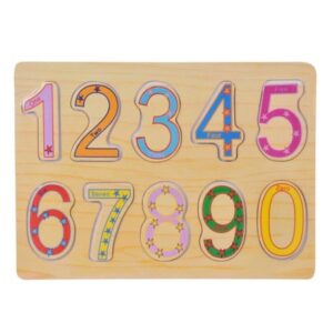 Puzzle lemn cifre mari colorate (10 piese)