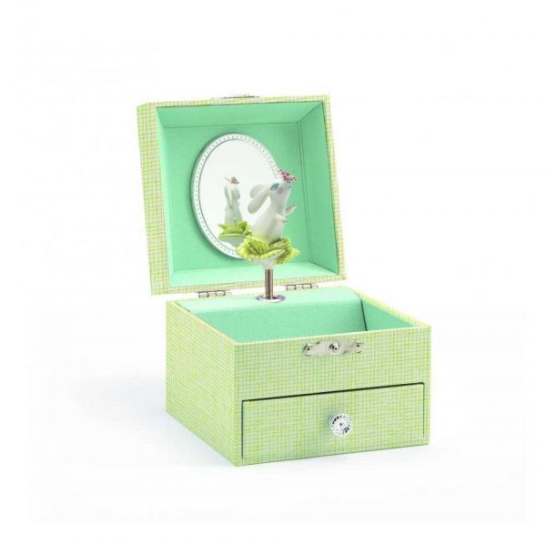 cutie bijuterii copii, cutie verde iepure, cadou de paste fetite