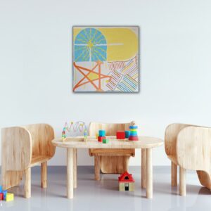 Tablou abstract texturat pentru camera copiilor, 40×40 cm