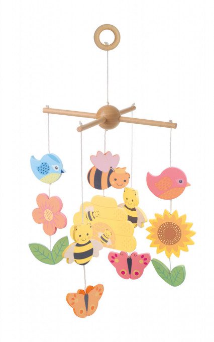 carusel bebe lemn albine, flori, Decoratie mobila copii Orange Tree Toys